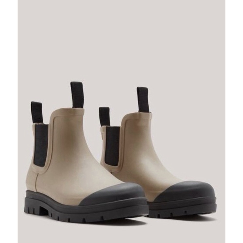 Everlane Boots Womens 9 The Rain Boot Nude Rubber Ankle Chunky Lug Heel Shoes